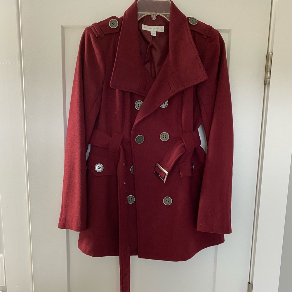 Burgundy peacoat
